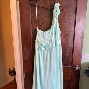 Pale minty green one shoulder dress